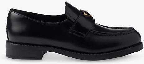 Womens Black Brushed Leather Loafers Eur 39.5 / 6.5 Uk Women