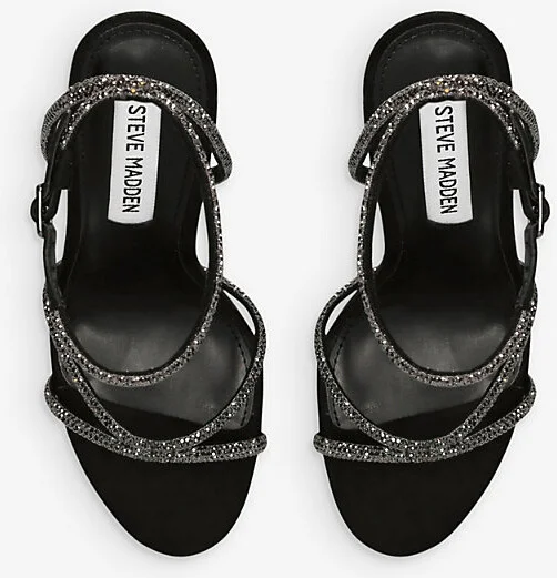 Womens Black Bryanna Rhinestone-Embellished Stiletto-Heel Woven Sandals Eur 41 / 8 Uk Women - Image 2