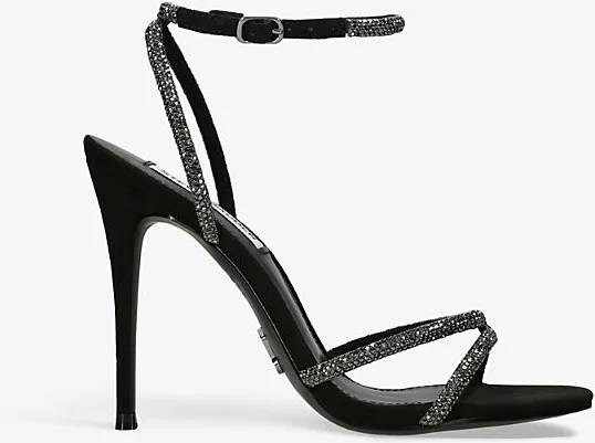 Womens Black Bryanna Rhinestone-Embellished Stiletto-Heel Woven Sandals Eur 41 / 8 Uk Women