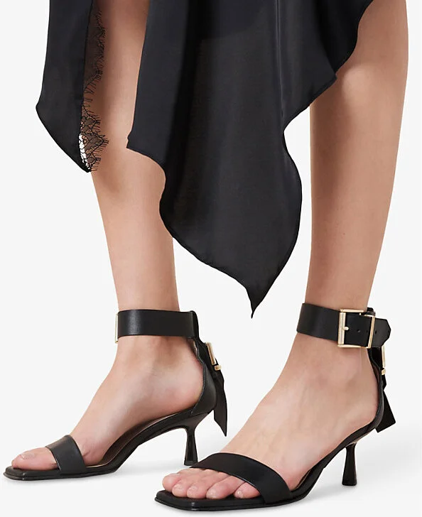 Womens Black Buckle-Strap Leather Heeled Sandals Eur 41 / 8 Uk Women - Image 2