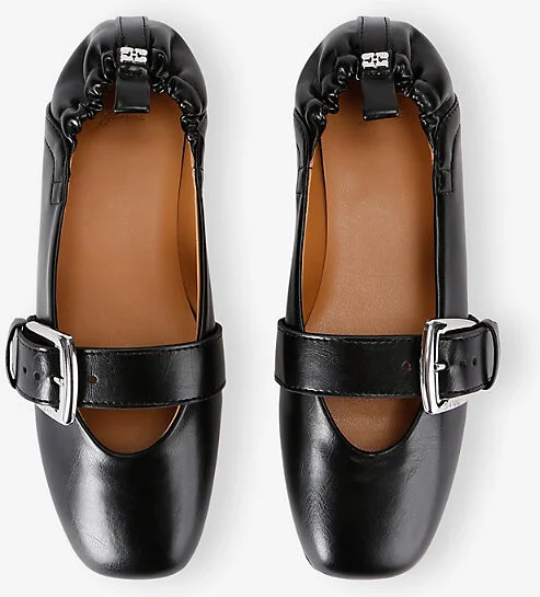 Womens Black Butterfly Faux-Leather Mary Jane Flats Eur 41 / 8 Uk Women - Image 2