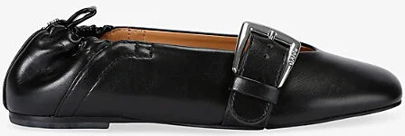Womens Black Butterfly Faux-Leather Mary Jane Flats Eur 41 / 8 Uk Women