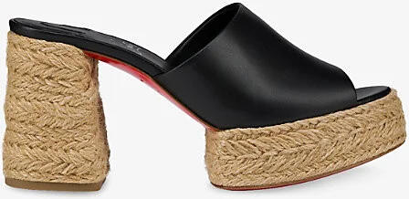 Womens Black Calakala 85 Leather Heeled Espadrilles Eur 40 / 7 Uk Women