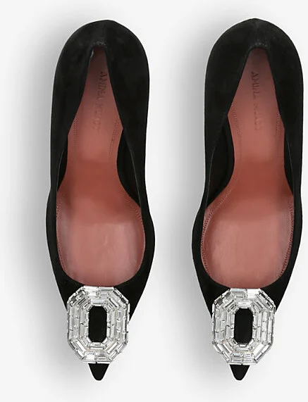 Womens Black Camelia Crystal-Embellished Satin Courts Eur 37.5 / 4.5 Uk Women - Image 2