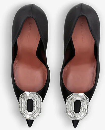 Womens Black Camelia Crystal-Embellished Satin Courts Eur 37.5 / 4.5 Uk Women - Image 2