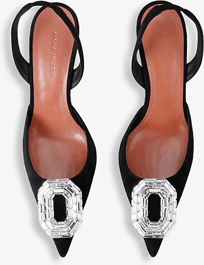 Womens Black Camelia Crystal-Embellished Suede Slingback Courts Eur 40 / 7 Uk Women - Image 2