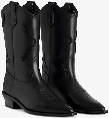 Womens Black Cara Western Leather Ankle Boots Eur 36 / 3 Uk Women - Image 2