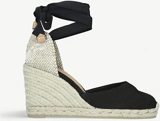 Womens Black Carina Cotton-Canvas Wedge Espadrilles Eur 39 / 6 Uk Women