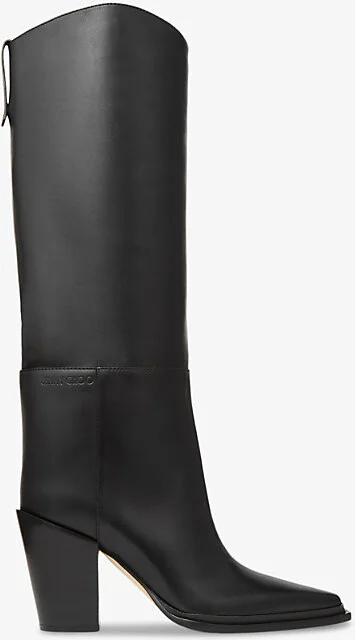 Womens Black Cece Leather Heeled Knee-High Boots Eur 39 / 6 Uk Women
