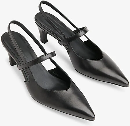 Womens Black Cecily Pointed-Toe Leather Heeled Slingbacks Eur 38/5 Uk Women - Image 2