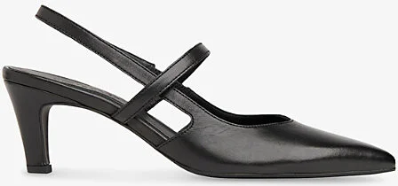 Womens Black Cecily Pointed-Toe Leather Heeled Slingbacks Eur 38/5 Uk Women
