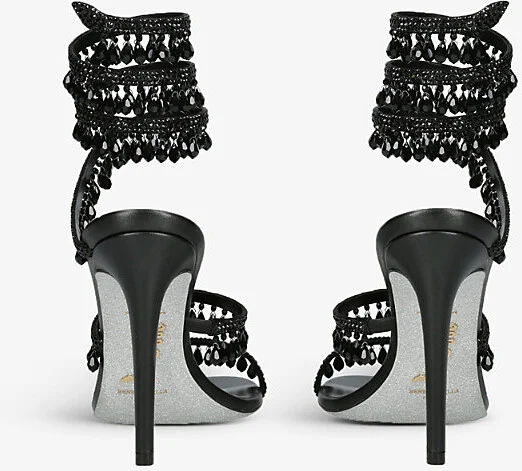 Womens Black Chandelier 105 Crystal-Embellished Leather Heeled Courts Eur 40 / 7 Uk Women - Image 2