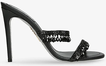 Womens Black Chandelier 105 Crystal-Embellished Satin Heeled Sandals Eur 36 / 3 Uk Women