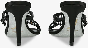 Womens Black Chandelier 80 Crystal-Embellished Heeled Satin Sandals Eur 36 / 3 Uk Women - Image 2