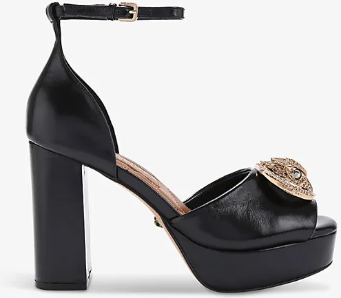 Womens Black Chelsea Platform-Heel Leather Sandals Eur 40 / 7 Uk Women