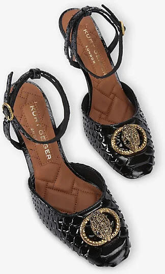 Womens Black Chelsea Snakeskin-Embossed Leather Courts Eur 35 / 2 Uk Women - Image 2