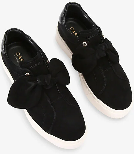 Womens Black Chiara Bow Suede Low-Top Trainers Eur 36 / 3 Uk Women - Image 2