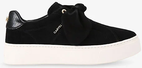 Womens Black Chiara Bow Suede Low-Top Trainers Eur 36 / 3 Uk Women