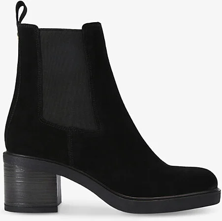 Womens Black Chiara Suede Heeled Boots Eur 37 / 4 Uk Women