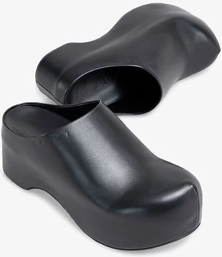 Womens Black Chunky Leather Clogs Eur 41 / 8 Uk Women - Image 2