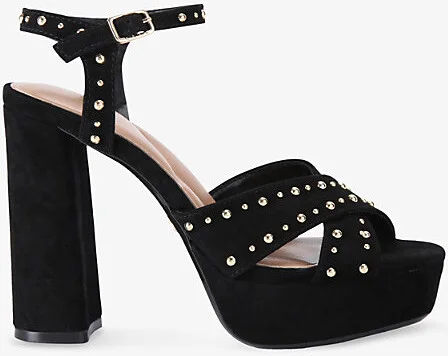 Womens Black Cinzia Platform Suede Heeled Sandals Eur 36 / 3 Uk Women