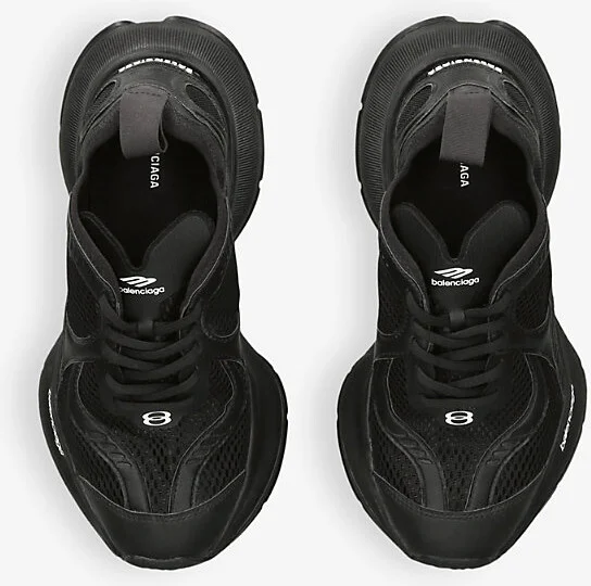 Womens Black Circuit Runner Mesh and Faux-Leather Low-Top Trainers Eur 39 / 6 Uk Women - Image 2