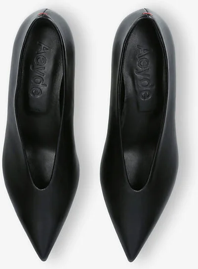 Womens Black Clara Pointed-Toe Heeled Leather Pumps Eur 36 / 3 Uk Women - Image 2