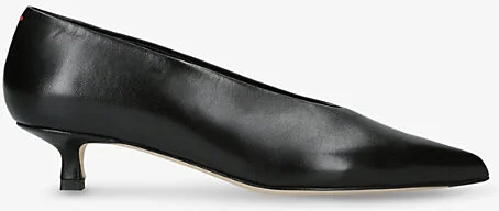 Womens Black Clara Pointed-Toe Heeled Leather Pumps Eur 36 / 3 Uk Women