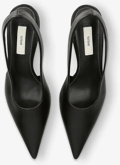 Womens Black Classic Leather Slingback Heels Eur 40 / 7 Uk Women - Image 2