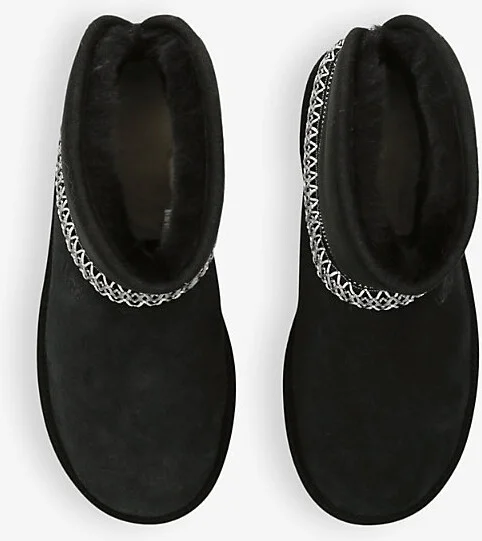 Womens Black Classic Mini Crescent Suede and Shearling Ankle Boots Eur 37 / 4 Uk Women - Image 2