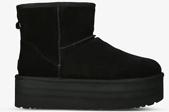 Womens Black Classic Mini Suede Platform Boots Eur 36 / 3 Uk Women