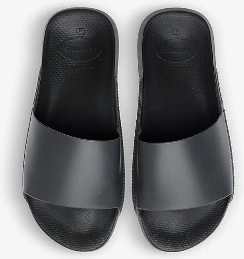 Womens Black Classic Rubber Sliders 5 - Image 2