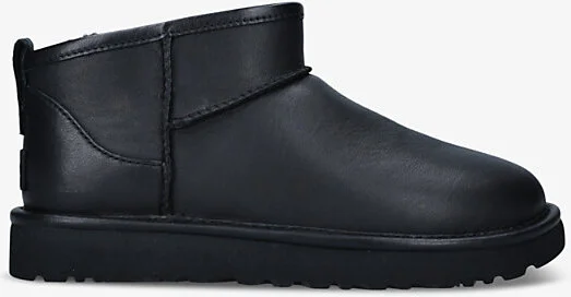Womens Black Classic Ultra Mini Leather Boots Eur 41 / 8 Uk Women