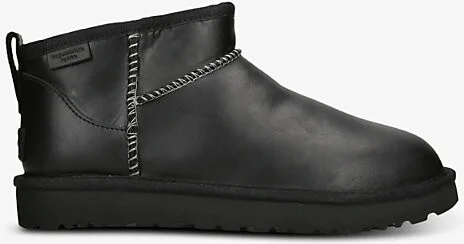 Womens Black Classic Ultra Mini Logo-Patch Leather Ankle Boots Eur 39 / 6 Uk Women