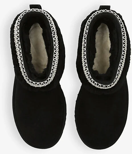 Womens Black Classic Ultra Mini Maxi Curly Sheepskin Boots Eur 37 / 4 Uk Women - Image 2