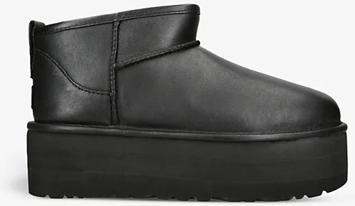 Womens Black Classic Ultra Mini Platform Suede and Shearling Boots Eur 38/5 Uk Women