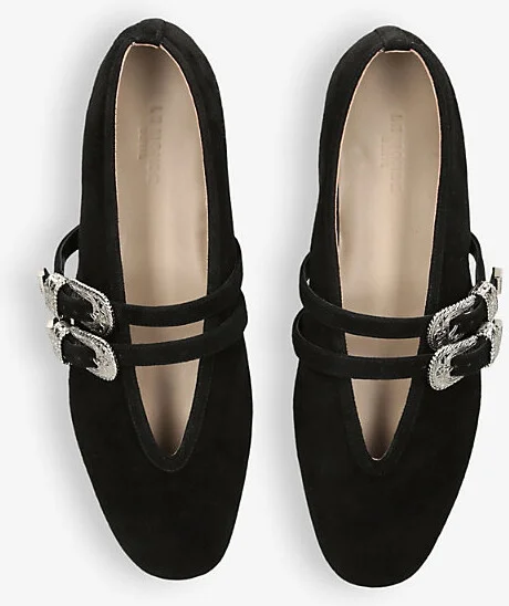 Womens Black Claudia Double-Strap Suede Ballet Courts Eur 39 / 6 Uk Women - Image 2