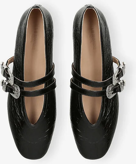 Womens Black Claudia Leather Ballet Flats Eur 40 / 7 Uk Women - Image 2