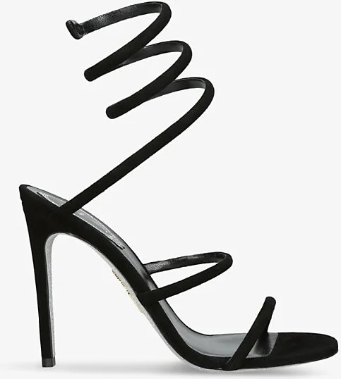 Womens Black Cleo Coiled-Strap Suede Heeled Sandals Eur 36 / 3 Uk Women