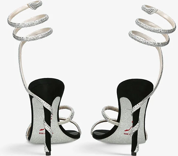 Womens Black Cleo Crystal-Embellished Suede Heeled Sandals Eur 36.5 / 3.5 Uk Women - Image 2