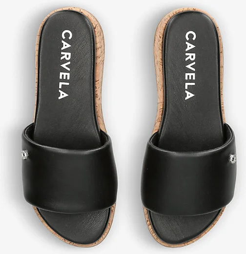 Womens Black Cloud Logo-Embellished Flat Leather Mules Eur 37 / 4 Uk Women - Image 2