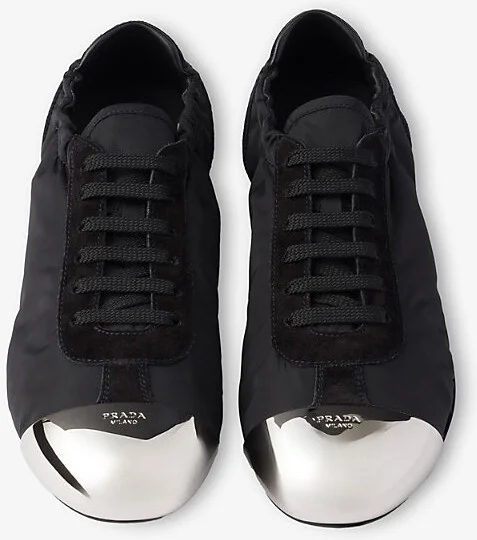 Womens Black Collapse Re-Nylon Shell and Suede Low-Top Trainers Eur 38.5 / 5.5 Uk Women - Image 2