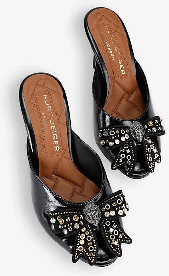 Womens Black/Comb Belgravia Heeled Leather Mules Eur 35 / 2 Uk Women - Image 2