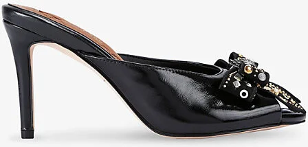 Womens Black/Comb Belgravia Heeled Leather Mules Eur 35 / 2 Uk Women