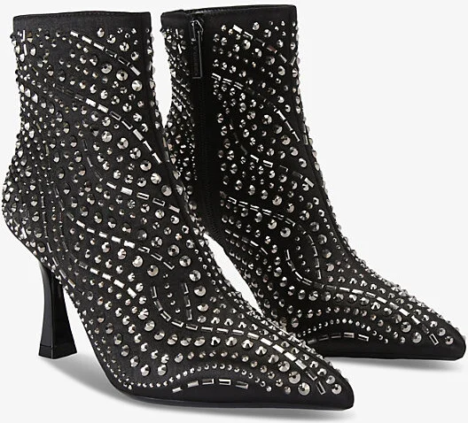 Womens Black/Comb Catwalk Stud-Embellished Satin Ankle Boots Eur 38/5 Uk Women - Image 2