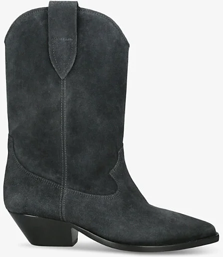 Womens Black/Comb Duerto Pointed-Toe Suede Heeled Cowboy Boots Eur 38/5 Uk Women