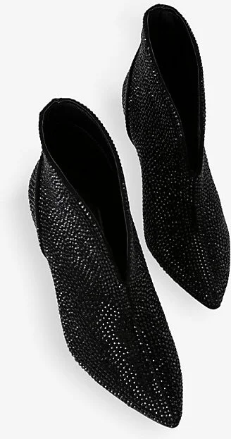 Womens Black/Comb Flute Crystal-Embellished Heeled Faux-Leather Shoe Boot Eur 39 / 6 Uk Women - Image 2