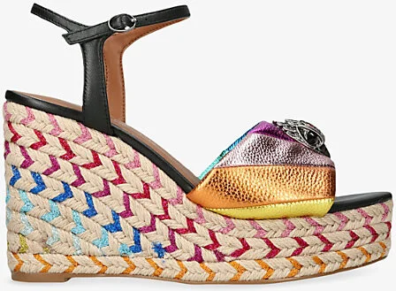 Womens Black/Comb Kensington 105 Rainbow-Print Leather Sandals Eur 37 / 4 Uk Women