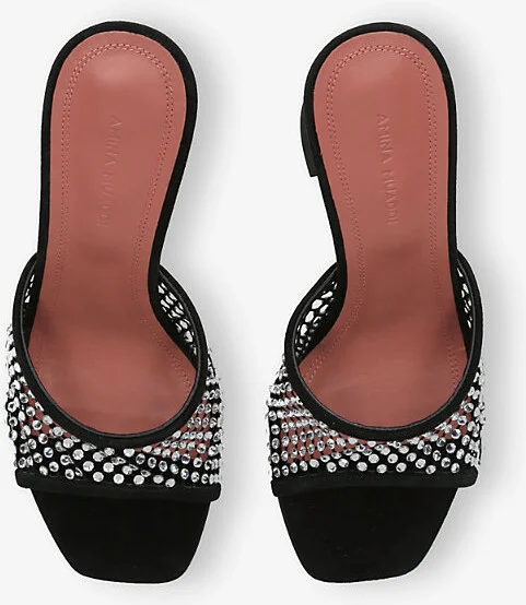 Womens Black/Comb Lupita 95 Crystal-Mesh and Suede Heeled Mules Eur 37.5 / 4.5 Uk Women - Image 2