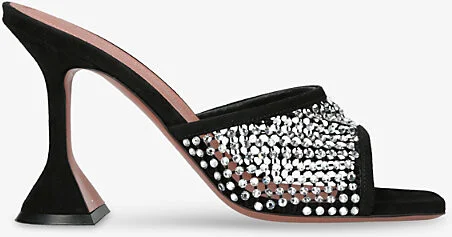 Womens Black/Comb Lupita 95 Crystal-Mesh and Suede Heeled Mules Eur 37.5 / 4.5 Uk Women